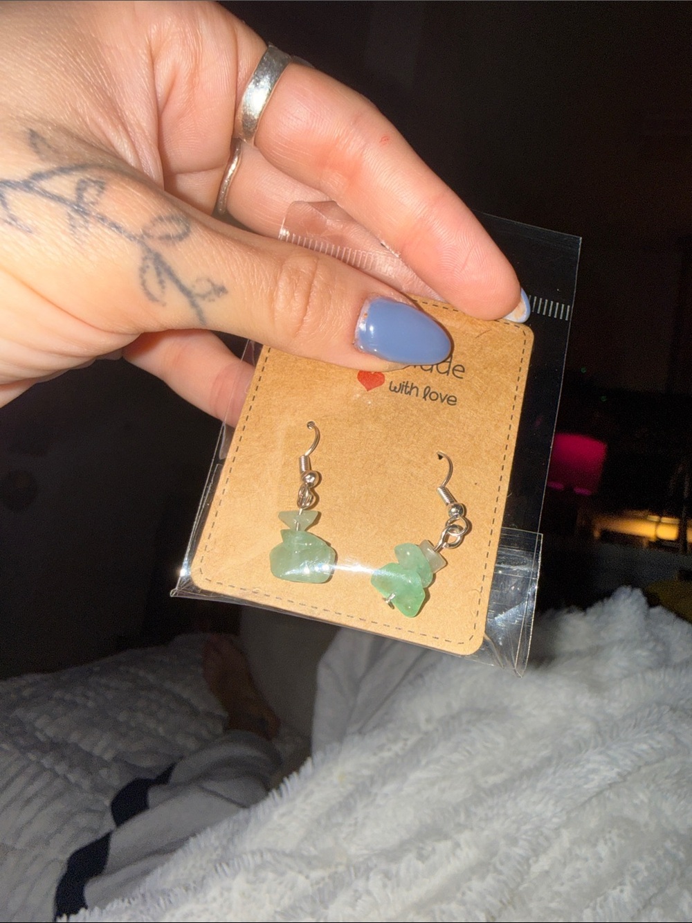 sterling silver prehnite handmade earrings